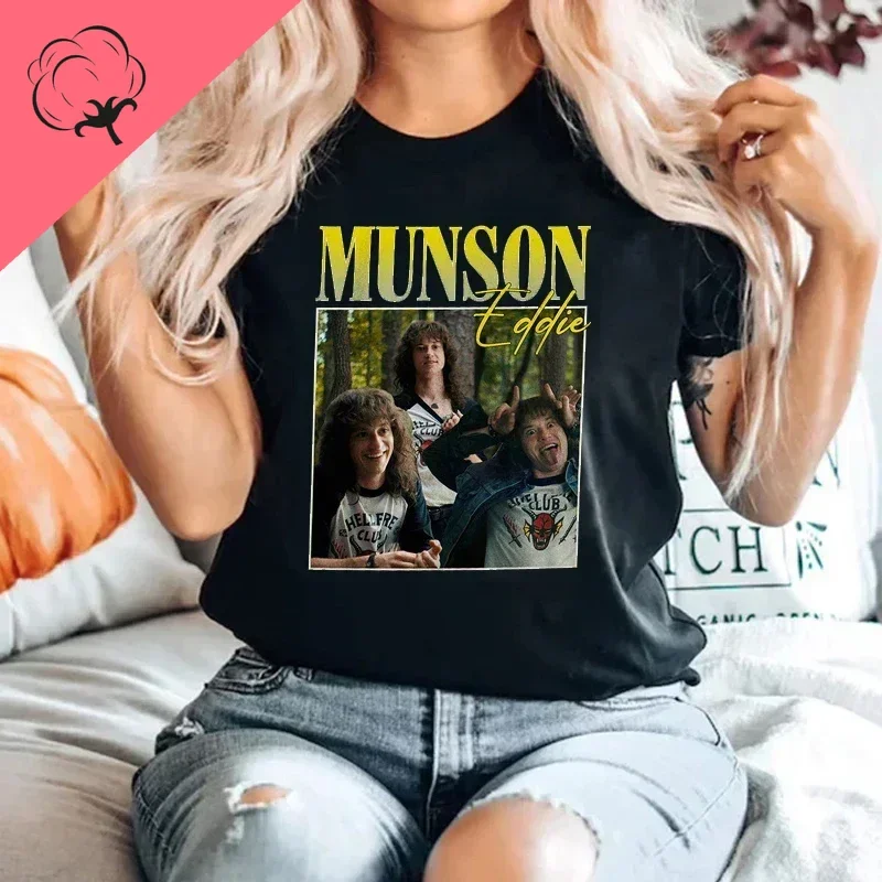 New 2022 Vintage Women's T-Shirt Eddie Munson T-Shirt Unisex Casual Short Sleeve Street Rock Punk Top T-Shirt