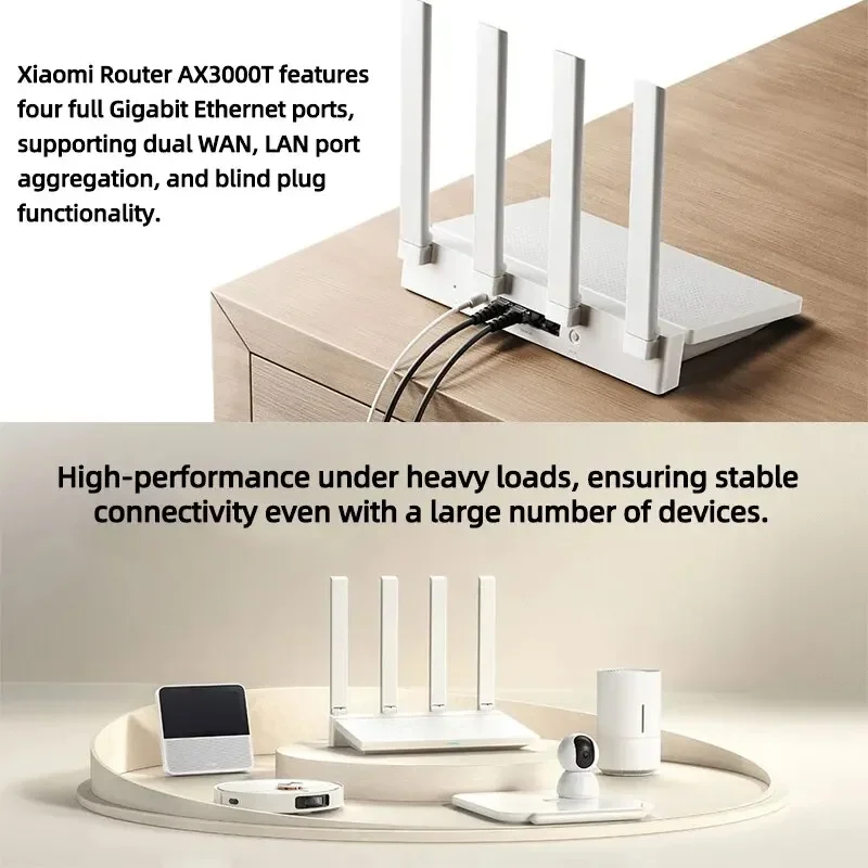 Original Xiaomi AX3000T Router 2.4GHz 5GHz 1.3GHz CPU 2X2 160MHz WAN LAN LED NFC Connection for Home Office Games Mi