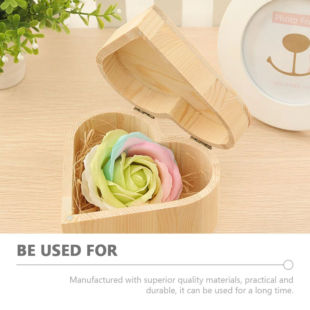 

Heart-shaped Storage Box Necklaces Case Jewelry Ring Earrings Container Retro Hardware Wooden Travel