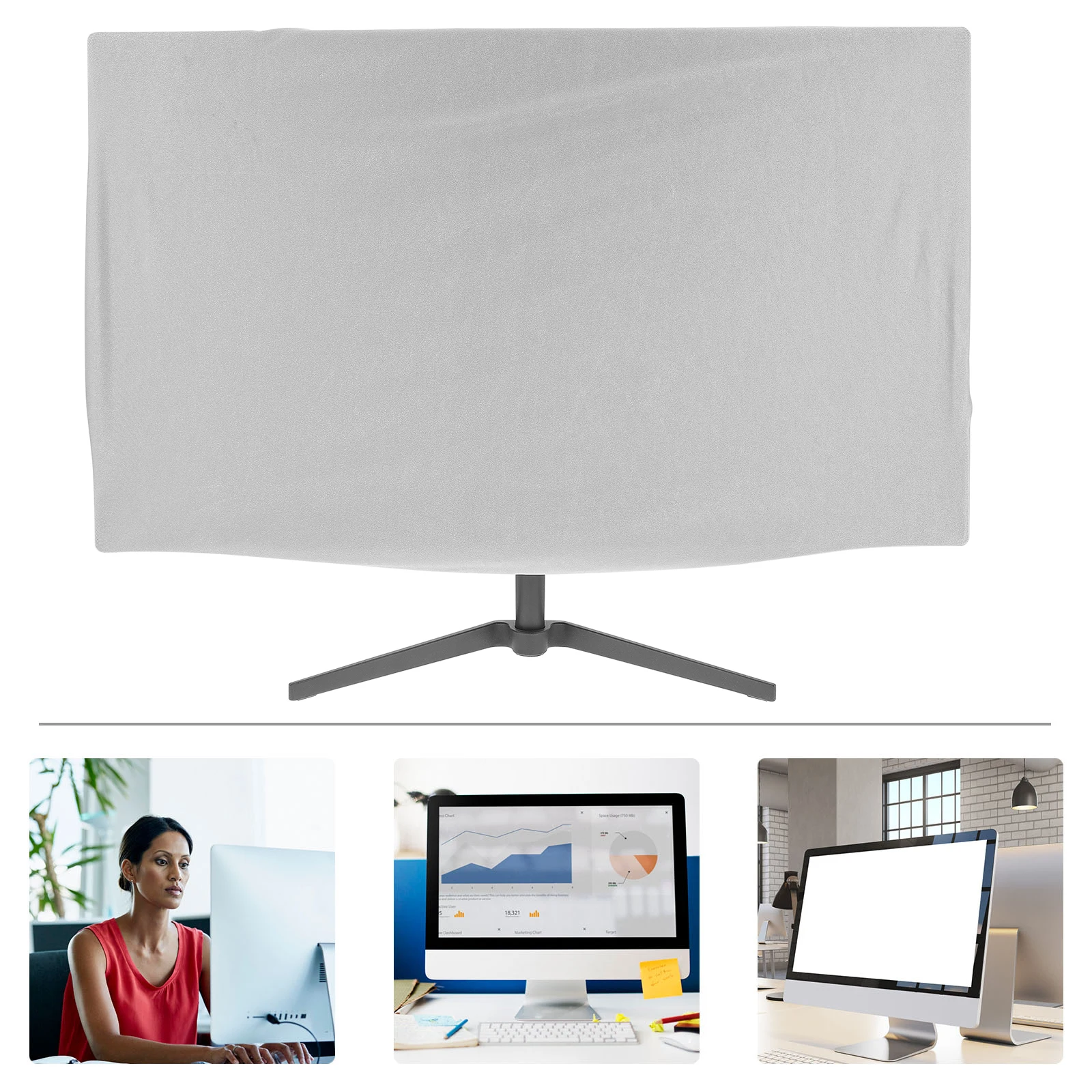 

Elastic Computer Monitor Cover Sleeve Protector 27Inch Desktop Pc Screen Dust Water Resistant Foldable Lightweight Stretchy