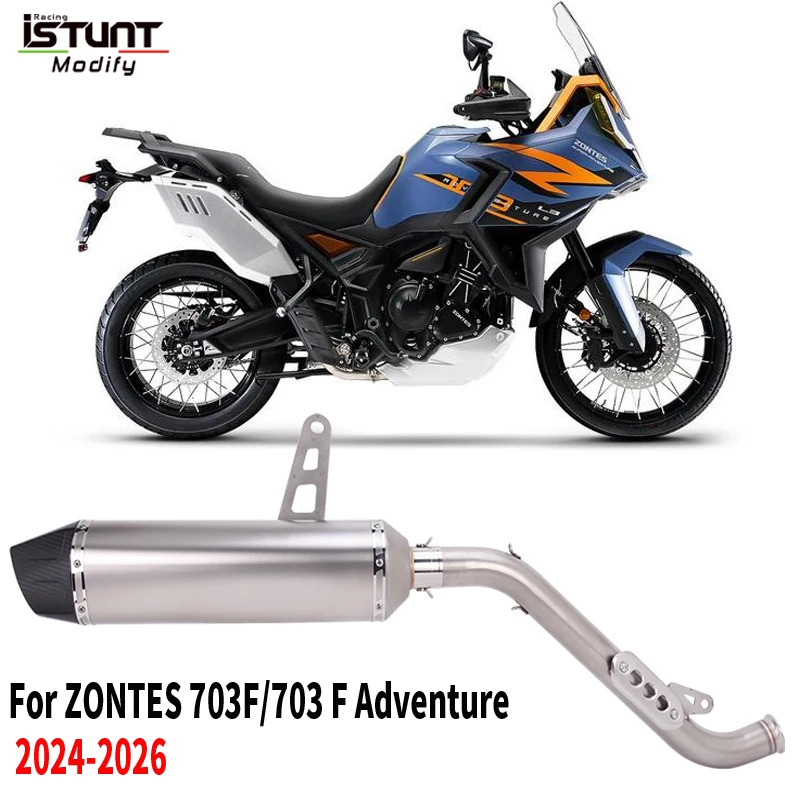 

Slip On For ZONTES 703F 703 F Adventure 2024 2025 2026 Motorcycle Exhaust System Escape Moto Mid Link Pipe 50.8mm With Muffler