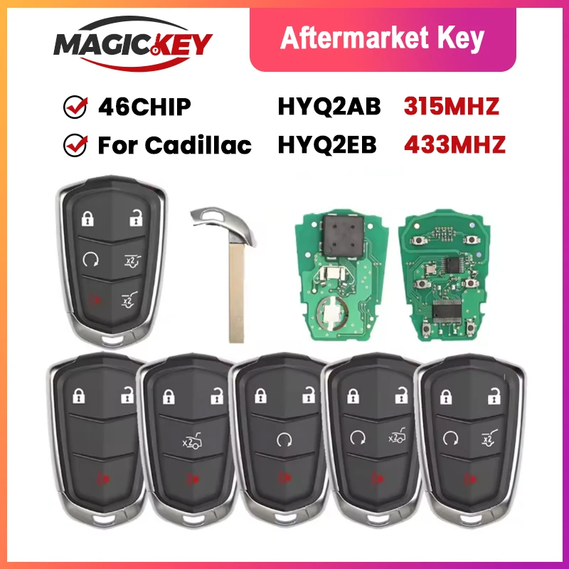 

MAGICKEY Car Remote Control Key For Cadillac Escalade SRX XTS ESV ATS CTS HYQ2AB 315MHz HYQ2EB 433MHz ID46 PCF7937E Card