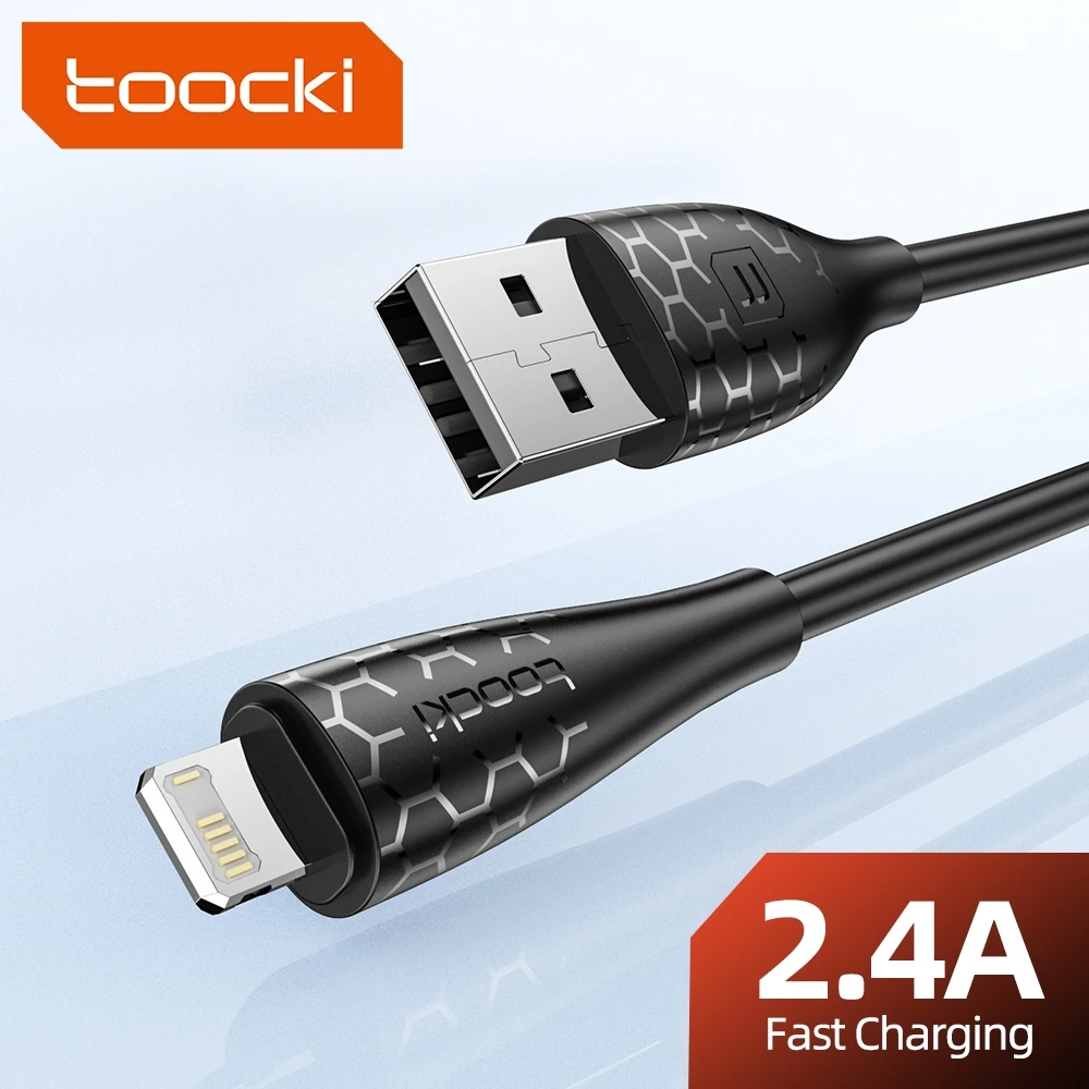 Toocki 2.4A Fast Charging USB Cable For iPhone 14 13 12 11 Pro Max X XR Xs 8 7 Plus Pad 9 10.2-inch For iPhone Charge Data Cord