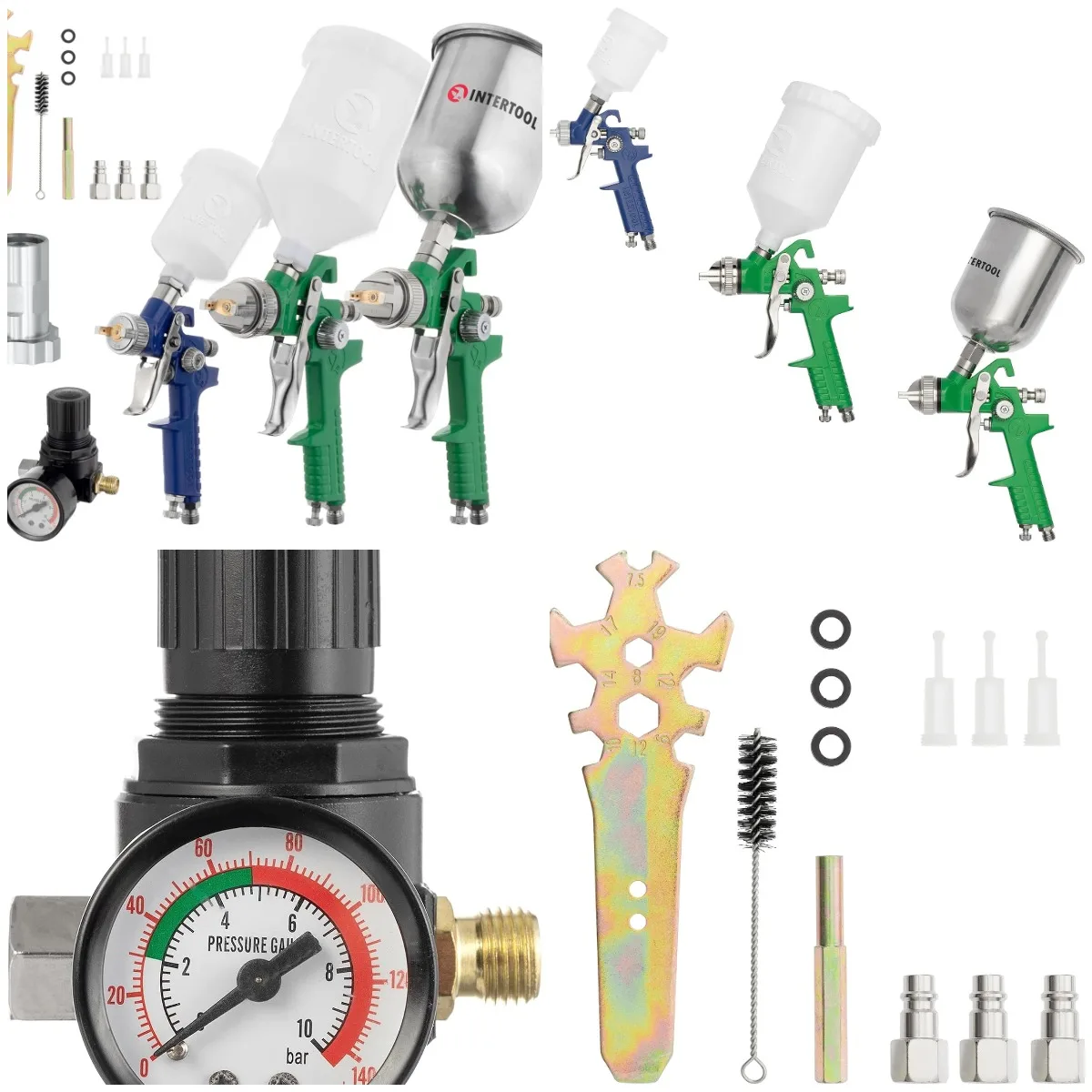 

Набор воздушных пистолетов-распылителей HVLP, 3 распылителя краски 0,8/1,3/1,7 мм, регулятор воздуха, одноразовый адаптер для чашки, для автоматической покраски, подсказки, основы