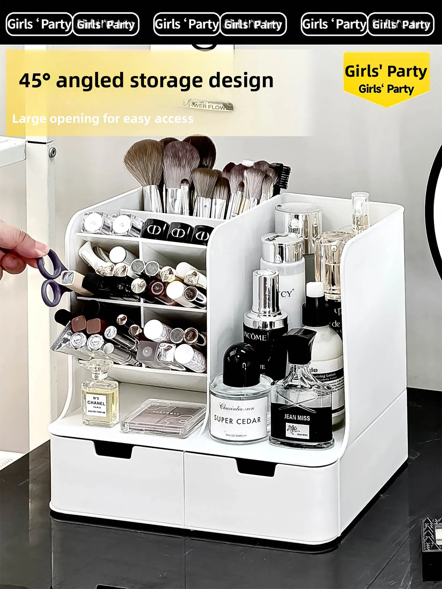 

Desktop eup Bru Storage Cylinder Luxury Vani Desk Cosmetic Lipsti Eyebrow Pencil Organizer elf Square Plastic Mate...