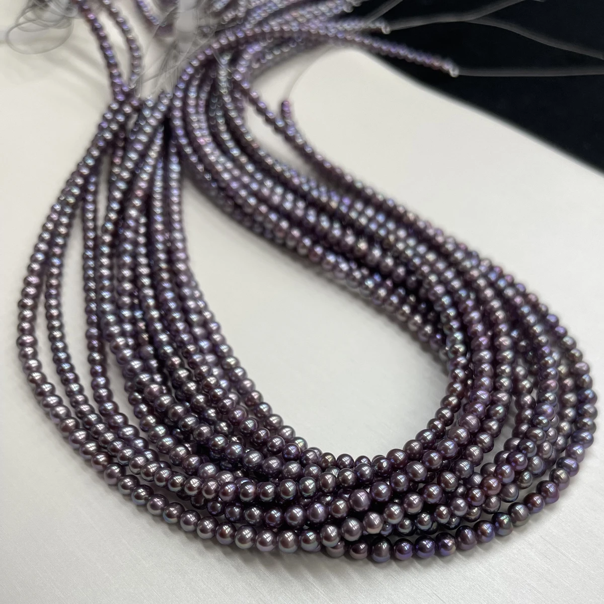 

3-3.5mm Natural Freshwater Sparkle Round Purple Semi-Finished Loose Beads for DIY Necklace Bracelet Jewelry Making Accessories