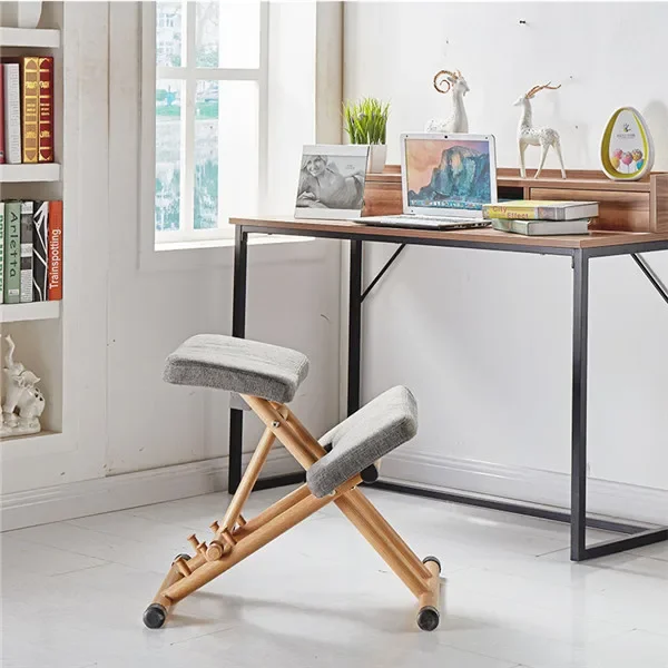 Ergonomically Designed Kneeling Chair Green Fabric Cushion Modern Office Computer Chair Ergonomic Posture Knee Chair  Design