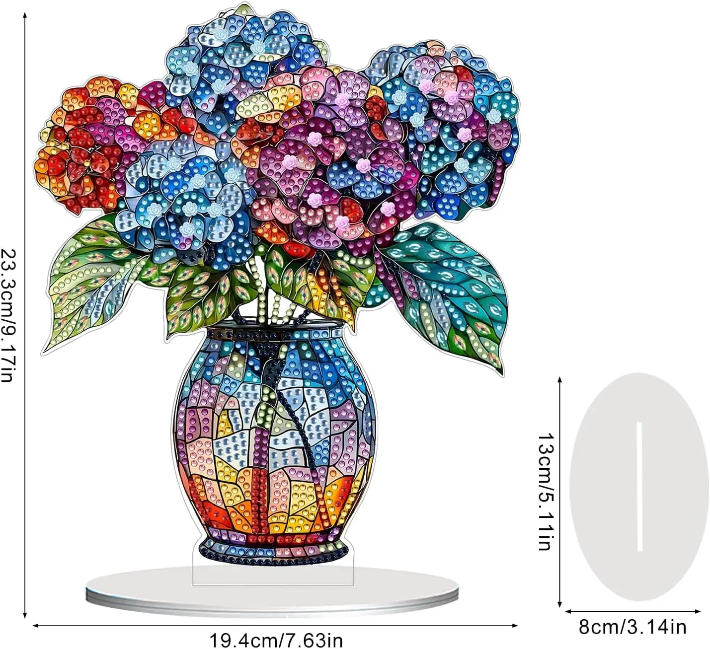 One DIY Vase Pattern Diamond Art Desktop Decoration Crystal Rhinestone Handicraft, Suitable for Home Office Decoration