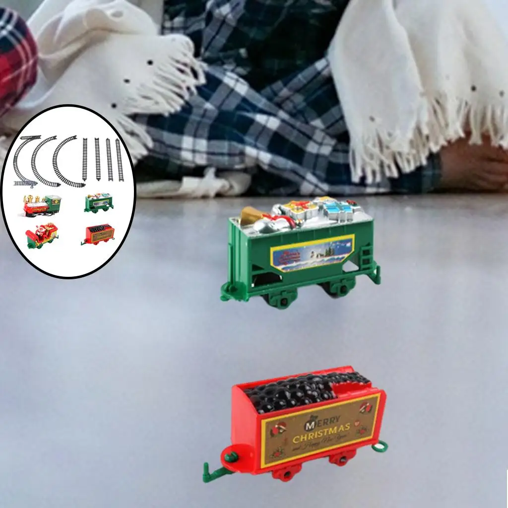 Kids Train Track Set Electric with Round Oval Splicing Tracks and Cargo Passenger Carriages for 3 4 5 Year Old Boys Girls