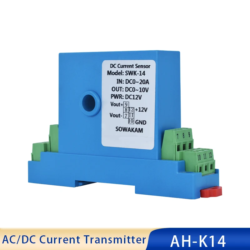 

AH-K14 15mm Hole Diameter AC/DC Current Transmitter Output 4-20mA 0-5/10V Input AC DC 0-200A Perforated Hall Current Sensor