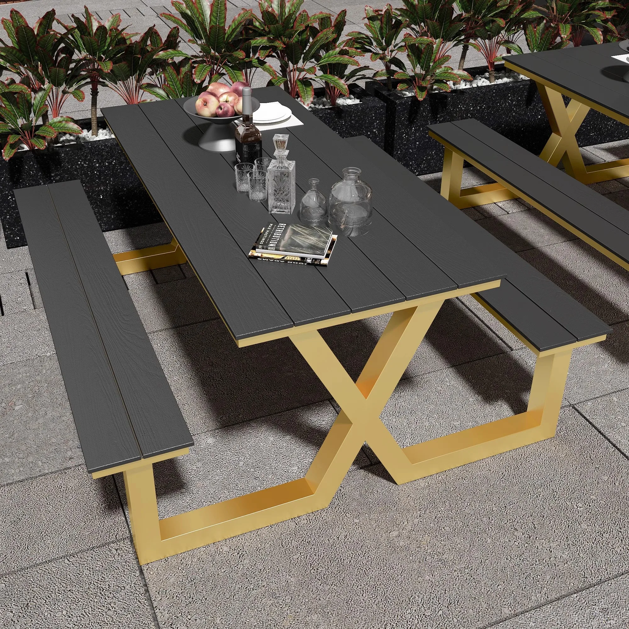 

Outdoor one-piece park table and chair combination garden courtyard seat scenic spot outdoor outdoor bench square outdoor table