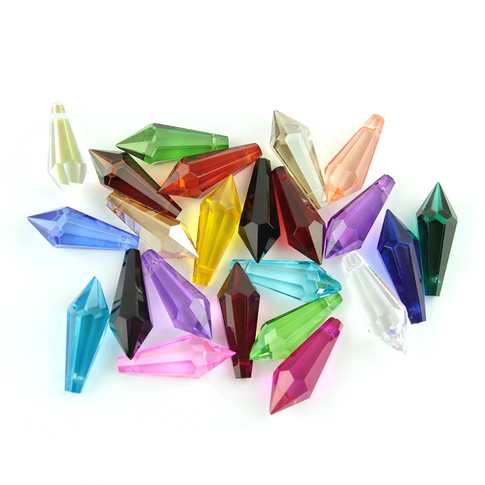 10pcs 38mm Glass Icicle Drops Chandelier Parts Crystal Prism Drop Pendant Lighting Home Decoration