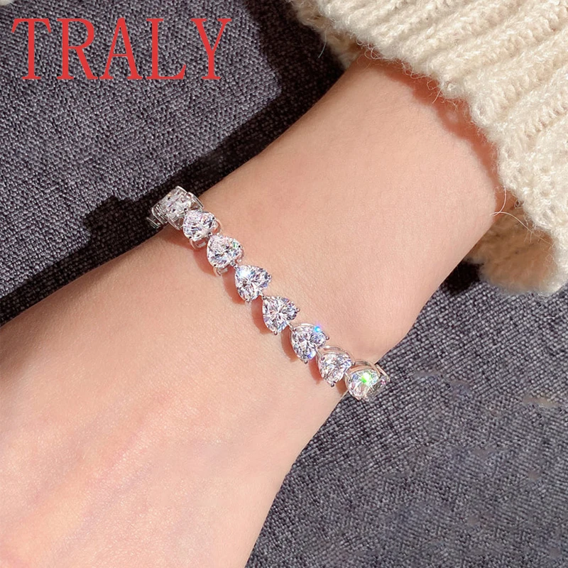 S925 Silver Full Diamond Love Bracelet, Mosang Diamond Bracelet, Fashionable Luxury Style Bracelet