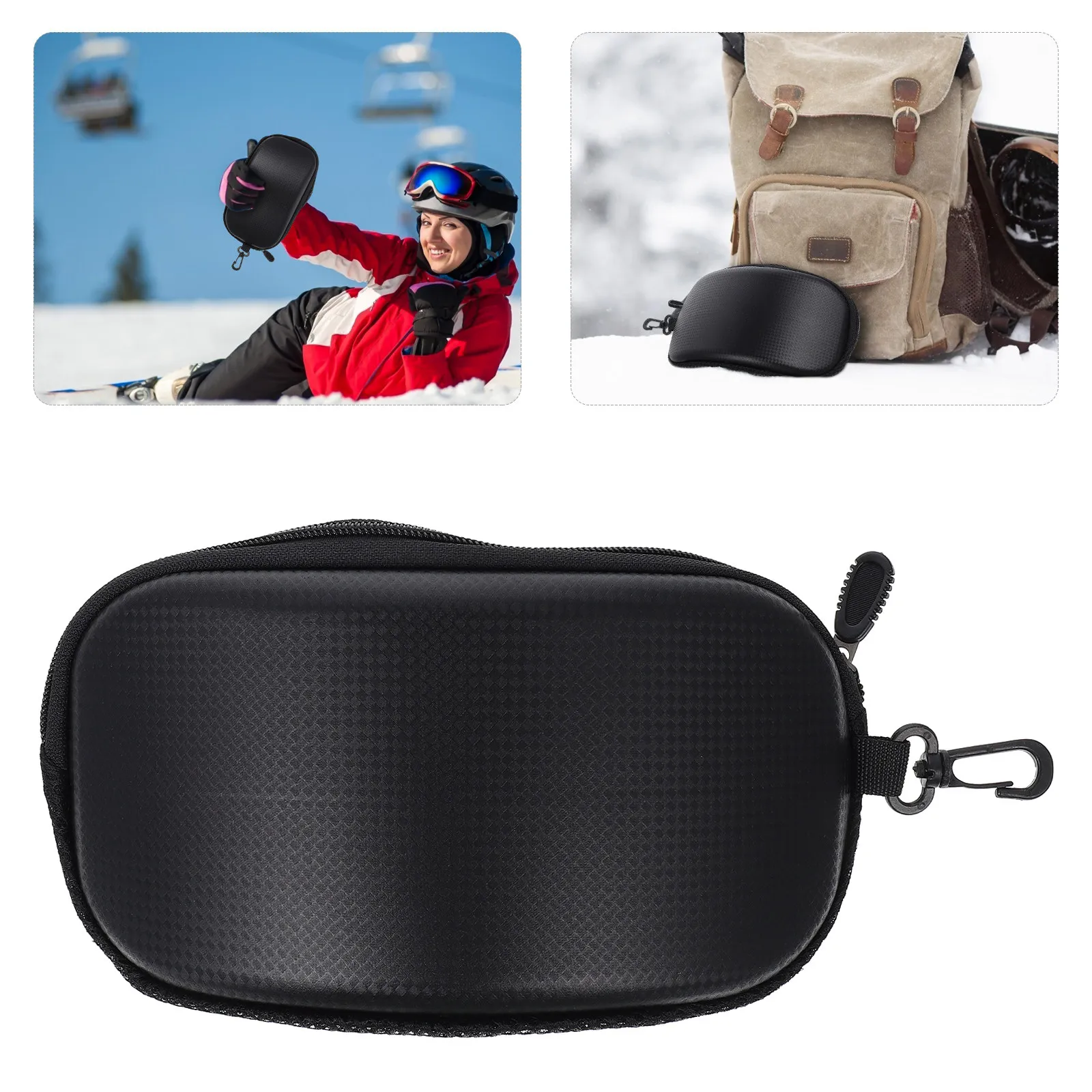 

1Pcs Ski Goggles Box Portable Large Size Scratch Resistant Zipper Closure Buckle Outdoor Snow Glasses Case