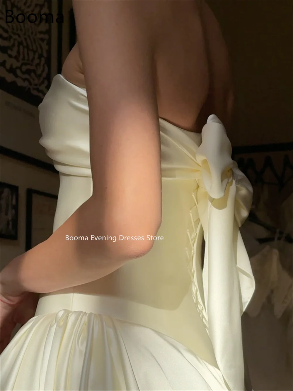 Booma – robe de mariée trapèze en Satin, sans bretelles, élégante, sans manches, Simple, sur mesure, 2025