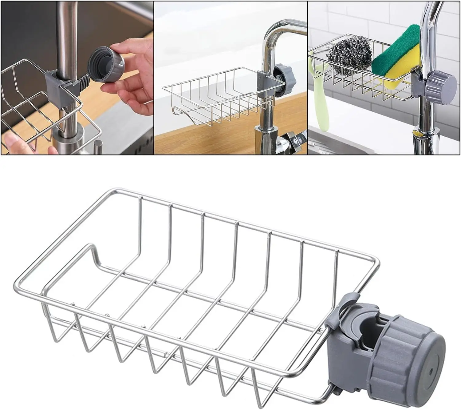 Kitchen Faucet Drain Rack Hanging Rotatable Sponge Sink Caddy Organizer Towel Rack Shelf Organizer Kitchen Bathroom Accessories