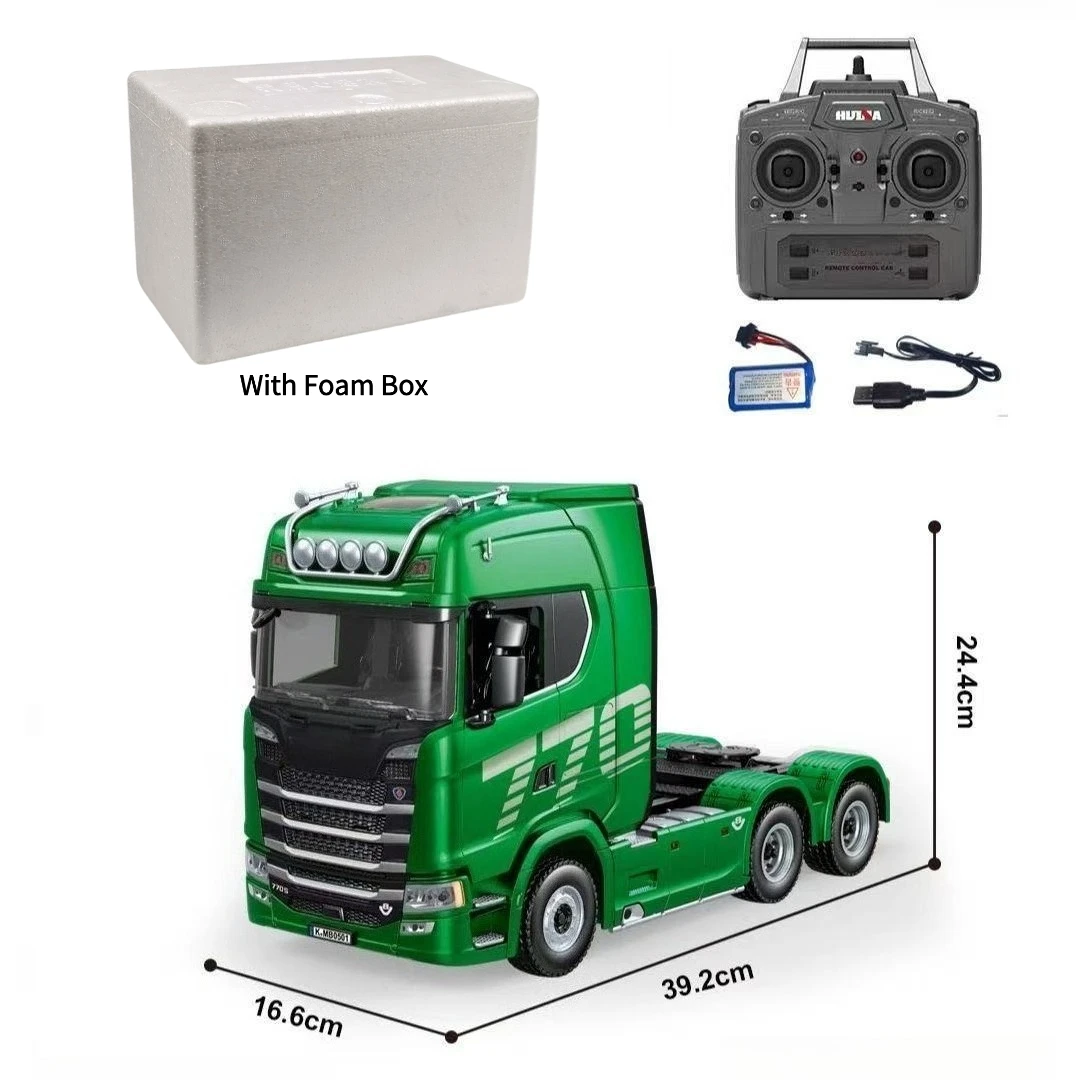 

HUINA 1/18 Scale 19CH RC Truck 1501 770S Scania Alloy Tractor with 2.4G Remote Control Engineering Trailer Truck Features