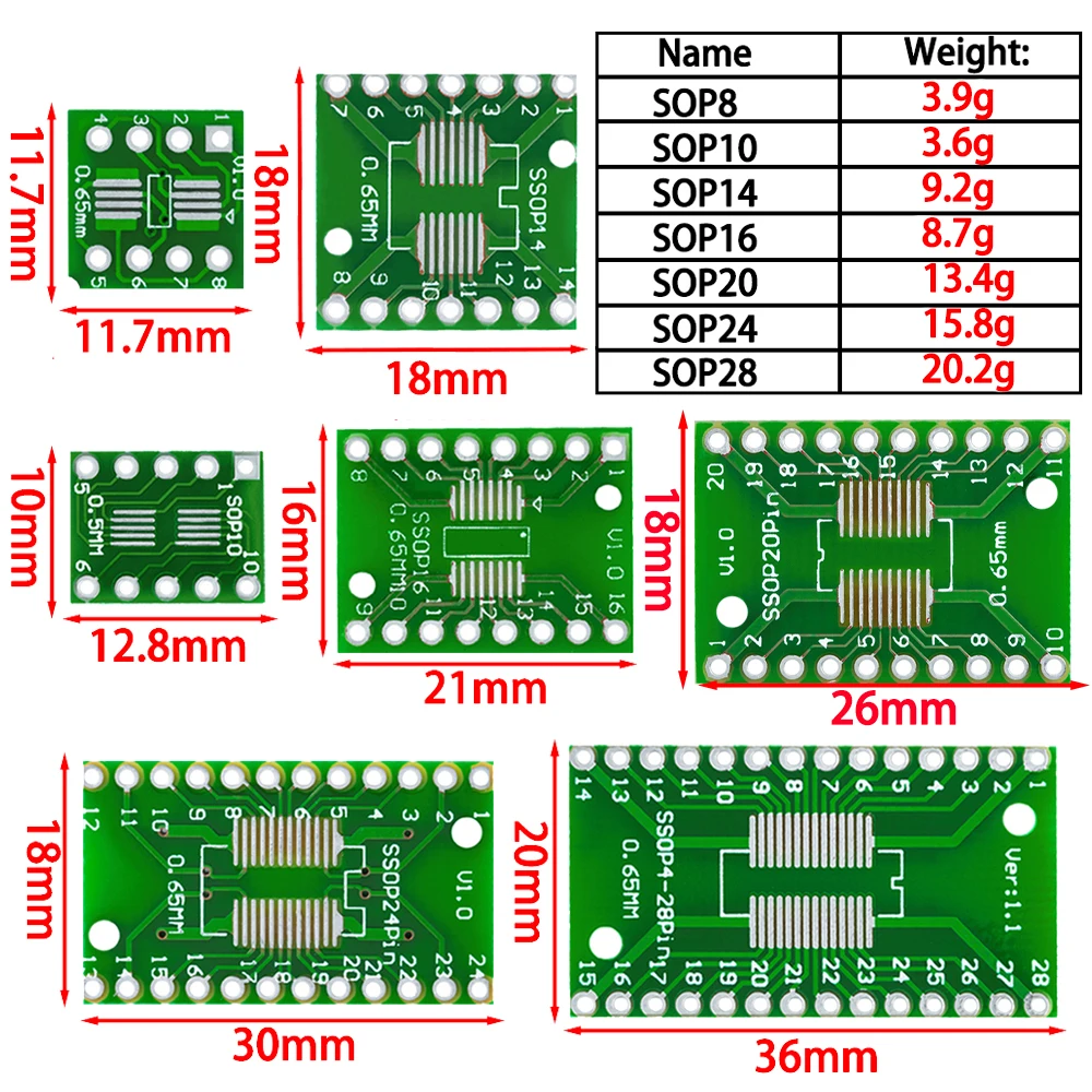 سمد بدوره إلى ديب بب مجلس عدة ، محول محول لوحة ، سوب ، مسوب ، تسسوب ، SOT23 ، 8 ، 10 ، 14 ، 16 ، 20 ، 28 ، سمت إلى ديب ، 10 قطعة #6