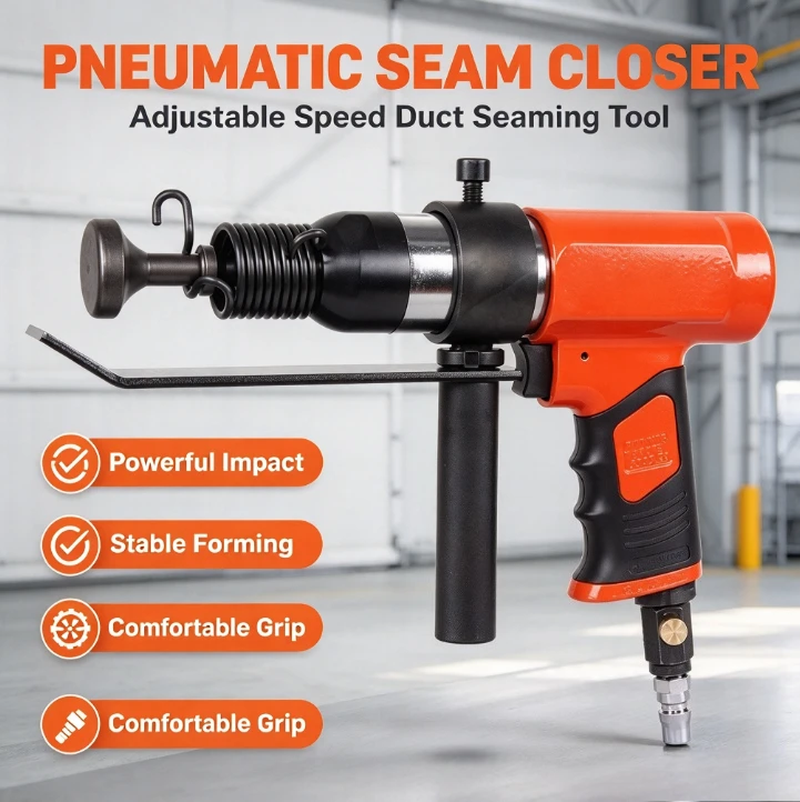 Air Powered Seamer Duct Forming Tool Variable Speed Pneumatic Hammer Edge Closing Machine Sheet Metal Crimping Ventilation Pipe
