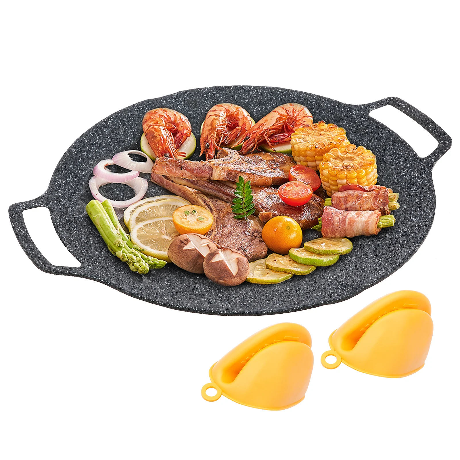 

Cast Iron Roasting Pan Korean Round BBQ Griddle Plate Non Stick Grill Korean Barbecue Grill Outdoor Portable Induction Cooker Pa