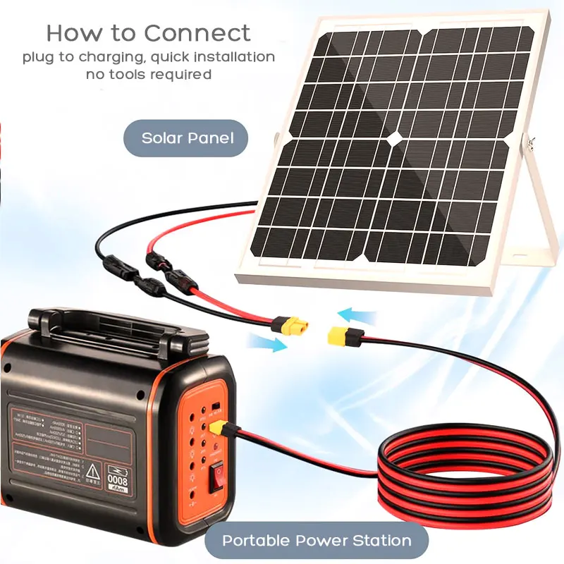 XT60 Male to XT60 Female Adapter Extension Cable Solar Charging Cord for RC Battery Portable Power Station Solar Panel etc.