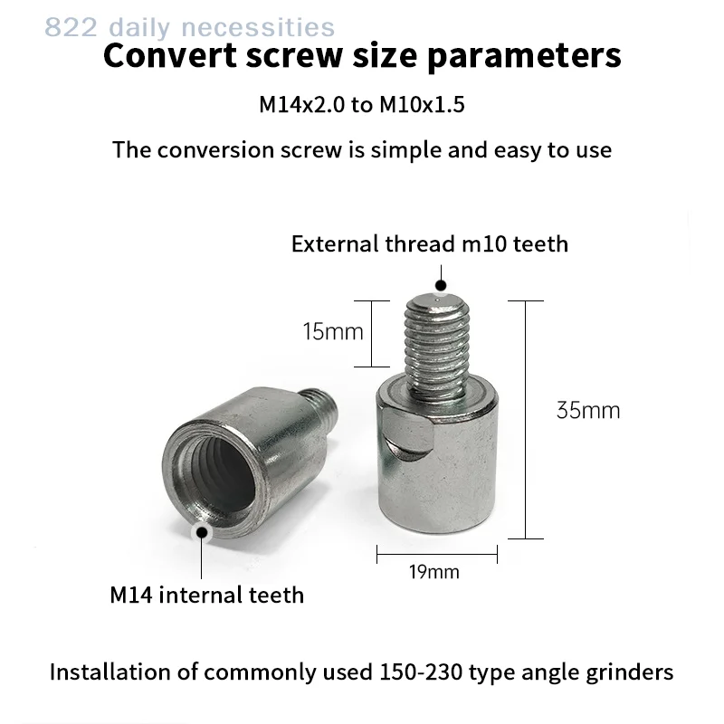 convenientM5 To M10/M14 To M10 Multi-functional 3-inch Hand Electric Drill Conversion Rod Angle Grinder Conversion