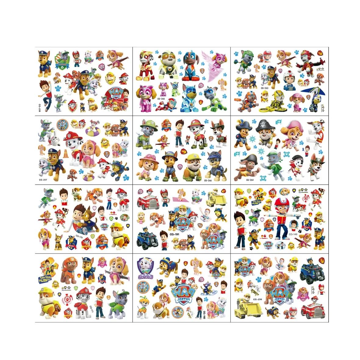 Paw Patrol Series Rocky Rubble Everest Tattoo Sticker Lovely Body Art Fake Tatoo Temporary Waterproof Taty view 6