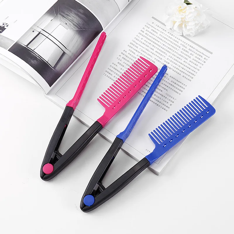 V-shaped hairdressing comb hair styling straight hair comb plastic clip style hair comb straightening combs