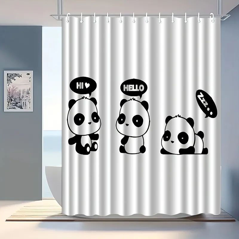 

Cute Panda Shower Curtain Bath Liner Kawaii Cartoon Bathroom Decor Waterproof Shower Curtain 180x180cm Household Gift