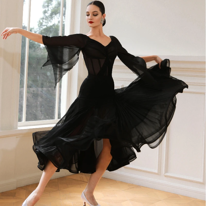 Modern Dance Half Skirt 2026 New Double Skirt Style National Standard Long Skirt Adult Social Dance Practice Dress