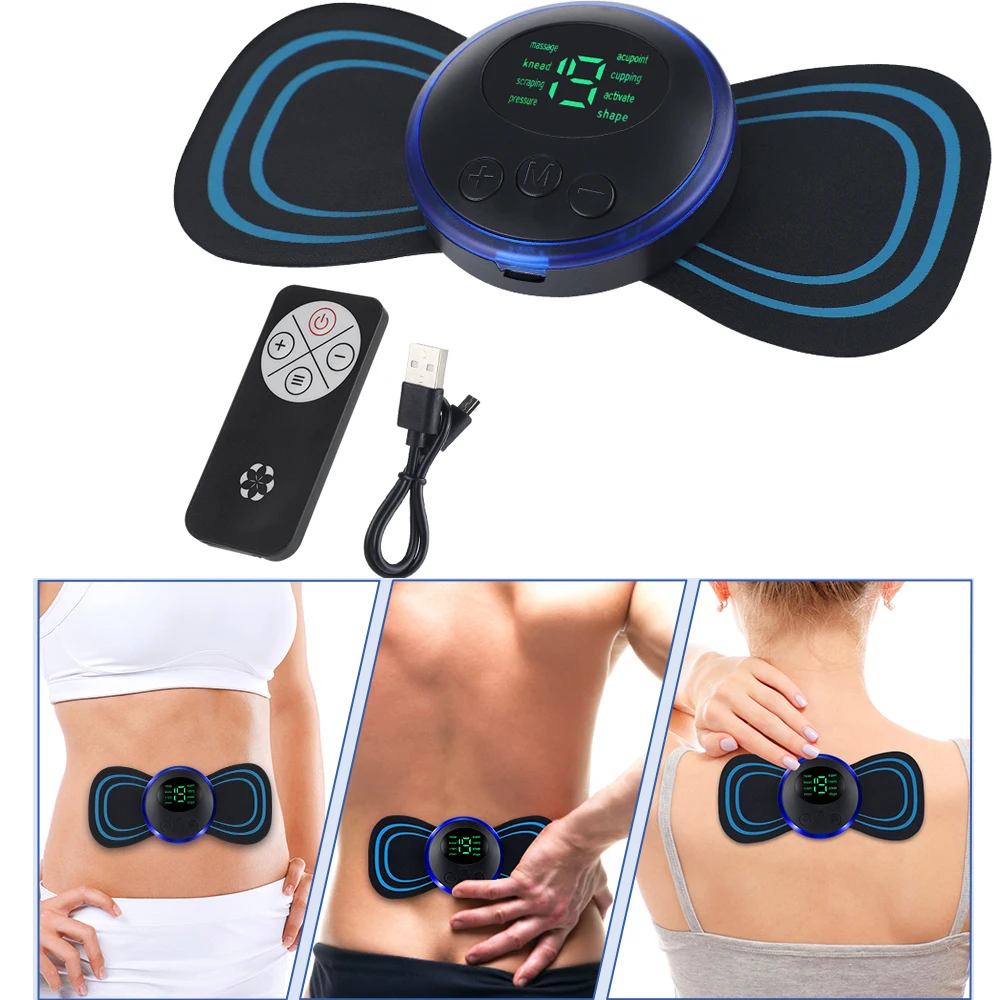 

8 Modes EMS Mini Neck Massager Eletric Muscle Stimulator Cervical Massage Patch Sticker Pain Relief Back Leg Body Massager