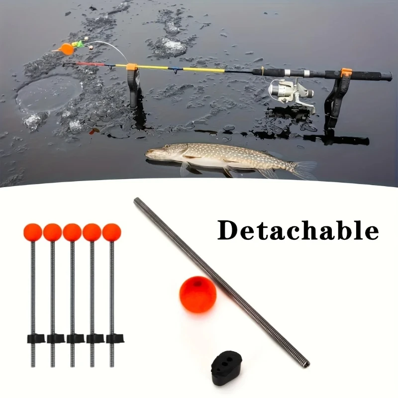 5/10pcs Winter Ice Fishing Rod Tip Mini Winter Ice Fishing Indicator Portable Red Spring Rod Tip Auxiliary Line Threading Gear