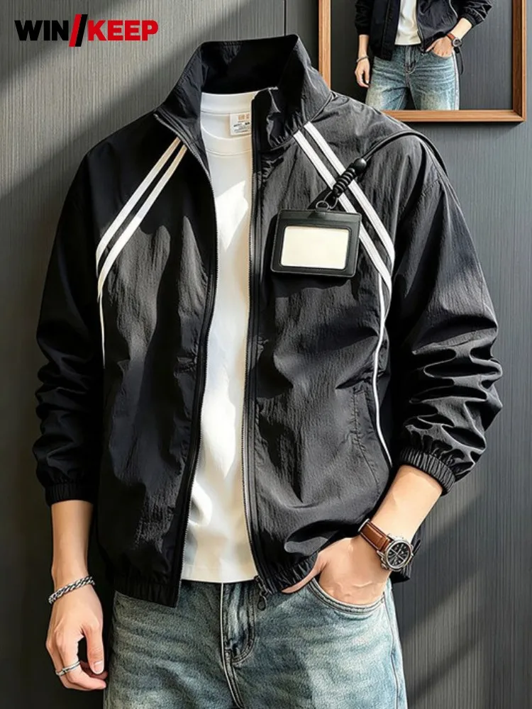 summer-quick-drying-sun-protection-hiking-jacket-men-stand-collar-zipper-breathable-thin-style-long-sleeve-loose-fit-outerwear