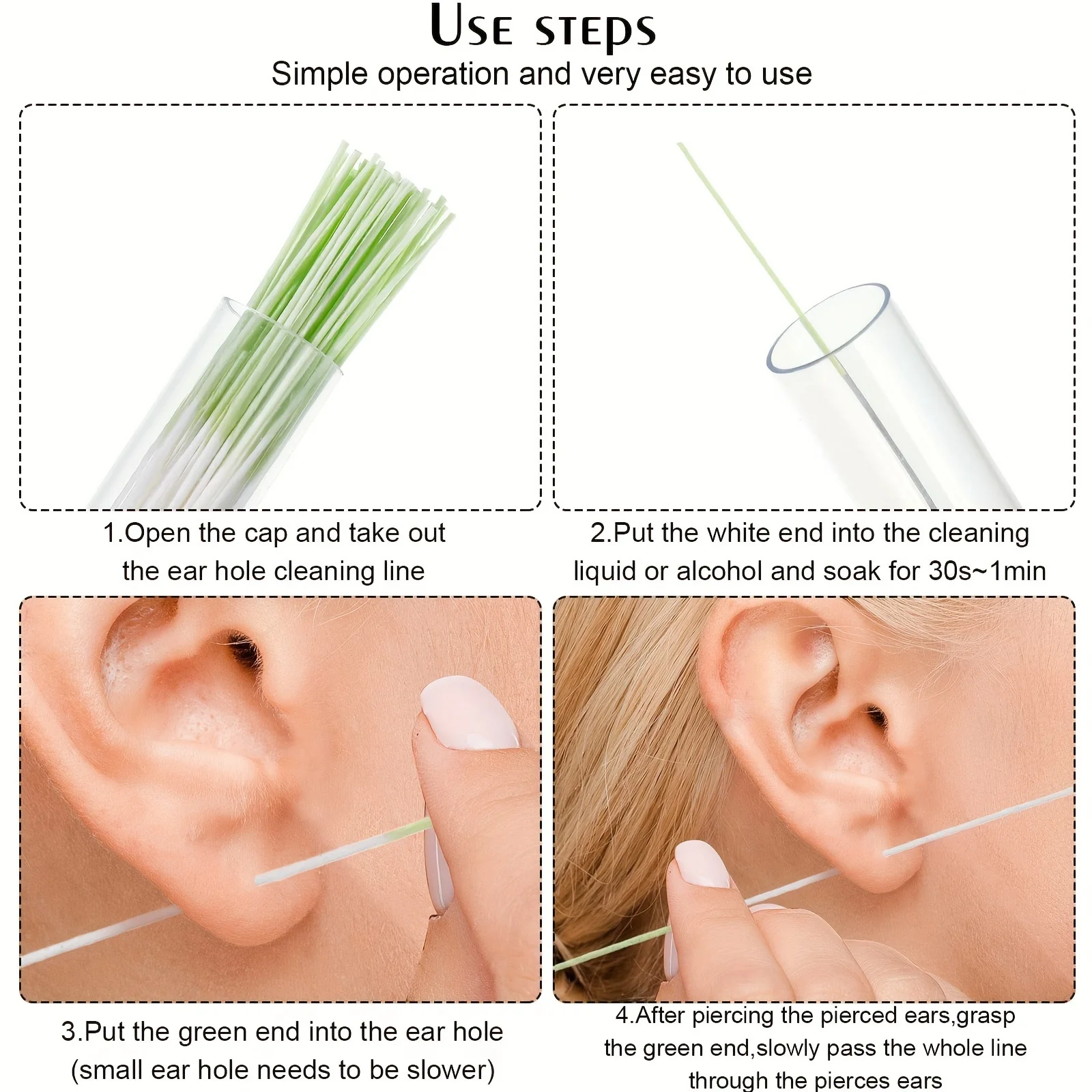 Ear Cleaning Line Set Ear Hole Care Tool Kit Portable Earring Hole Cleaner For Men Women Daily Care To Remove Dirt Eliminates Od