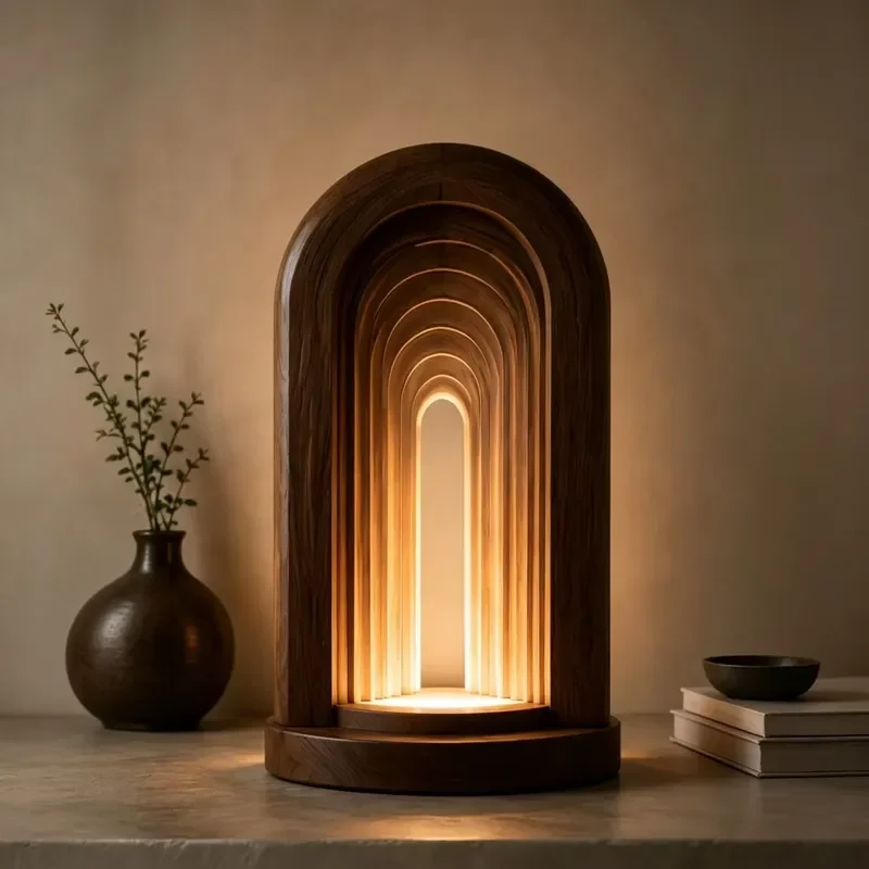 Walnut crafts with gradual changing arches, wooden ornaments for bedrooms and study