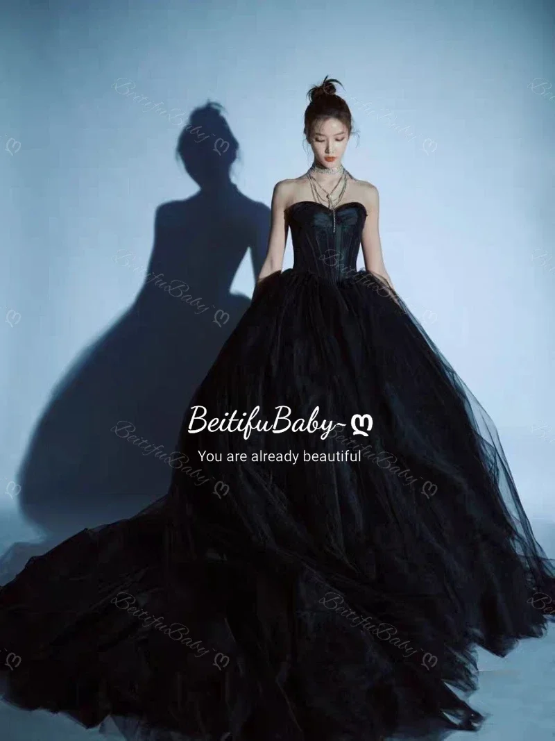 Palace Style Stain Evening Gown for Women Prom Dresses Strapless Detachable Sleeves A-line Retro Banquet Party Dress Vestidos