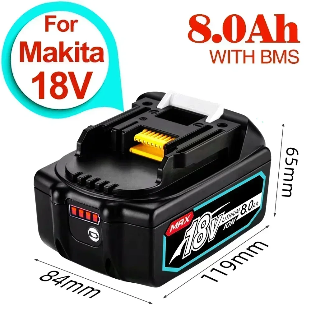 NEW 18V 6.0 8.0Ah Rechargeable Battery For Makita Power Tools with LED Li-ion Replacement LXT BL1860 1850 18v 9 A 6000mAh