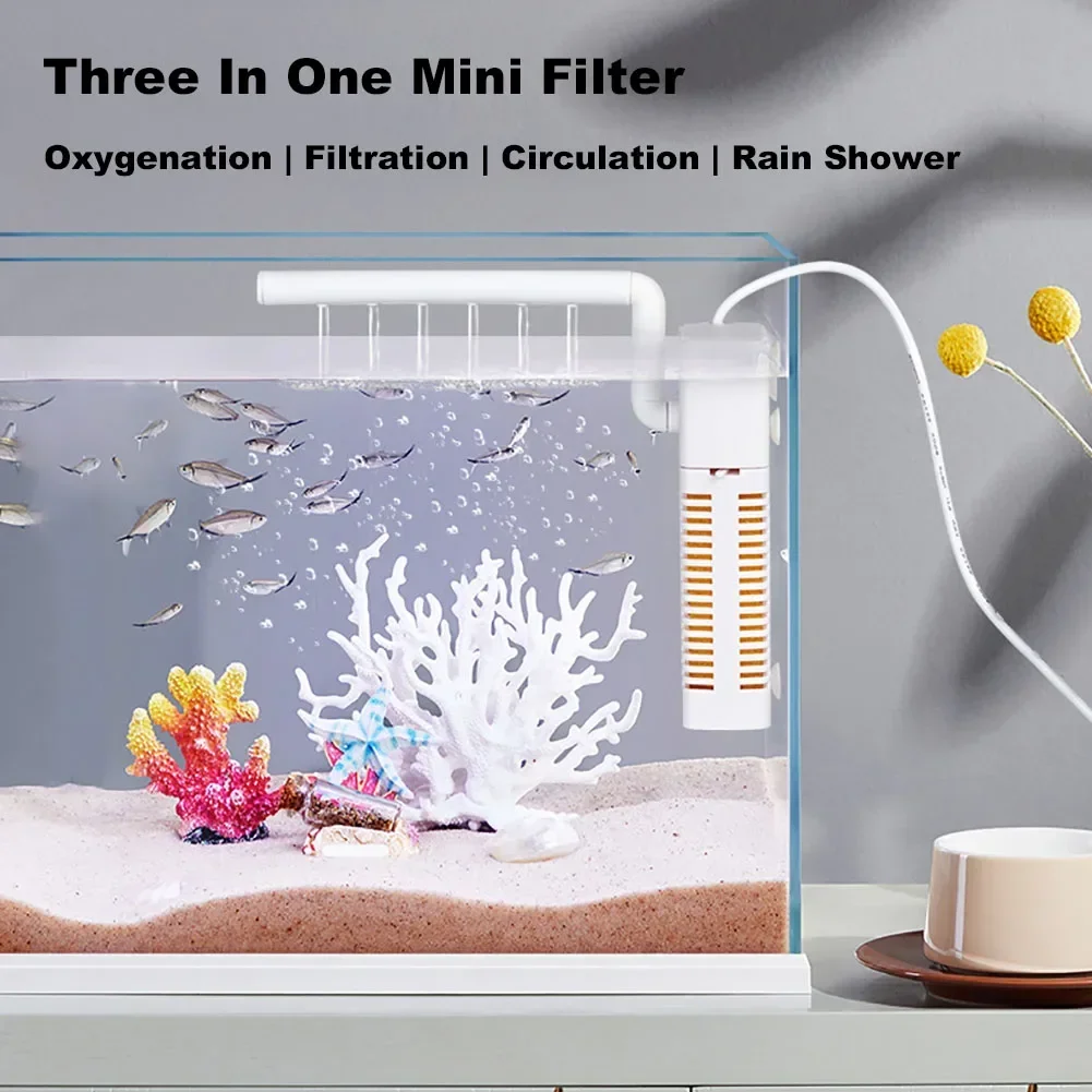 Submersible Aquarium Internal Filter With Built-in Circulating Pump Fish Tank Filters Silent USB Filter For Fish Tank