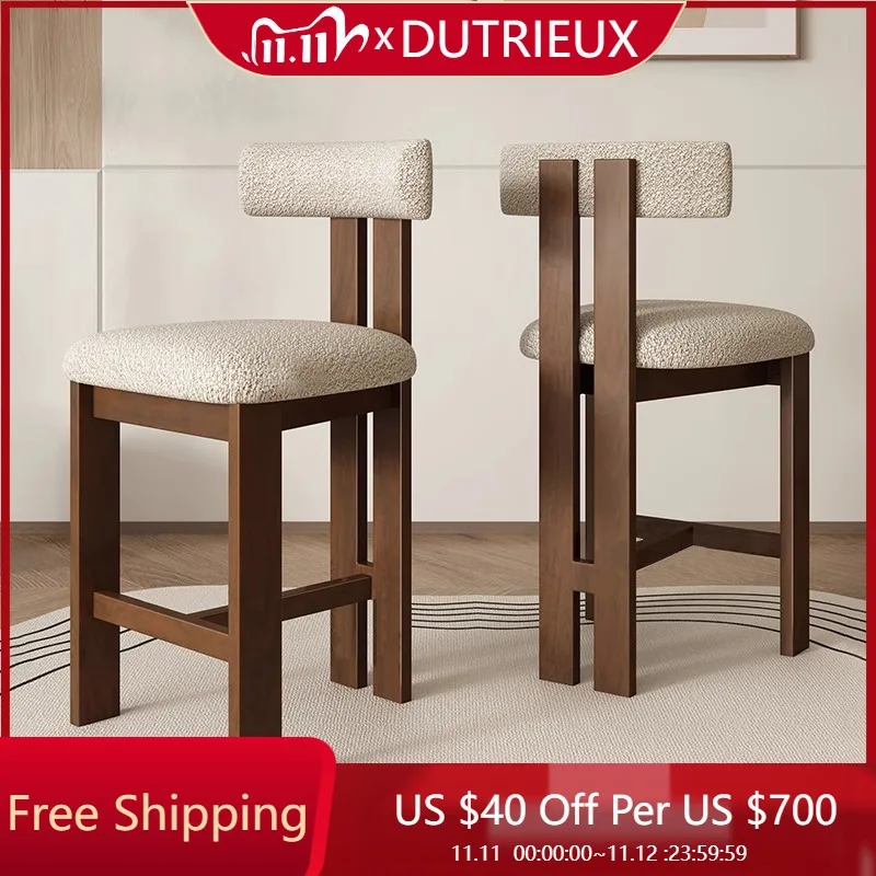 

Nordic Solid Wood High Chairs Reception Soft Unique Lounge Bar Chairs Ergonomic Minimalist Restaurante Muebles Trendy Furniture