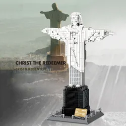 World Famous Modern Architecture Cristo Redentor Rio De Janeiro Brazil Building Block Jesus Assemble Model Brick Toys For Gifts