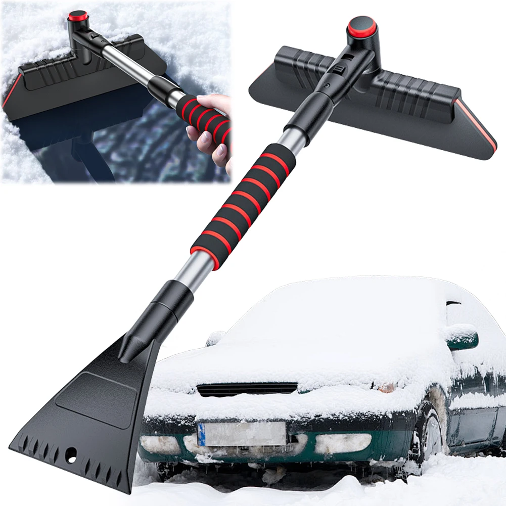 2 In 1 Car Snow Shovel Extendable Aluminum Ice Scraper Snow Brush for Car Windshield Snow Remove Defrost Broom Auto Cleaner Tool