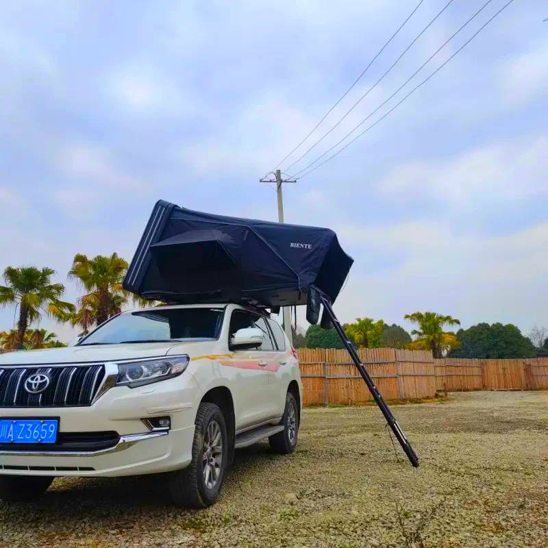 

Best Selling Arrival Black Extra Large 4-Person Hard Shell Roof Top Tent Side Opening for Cars