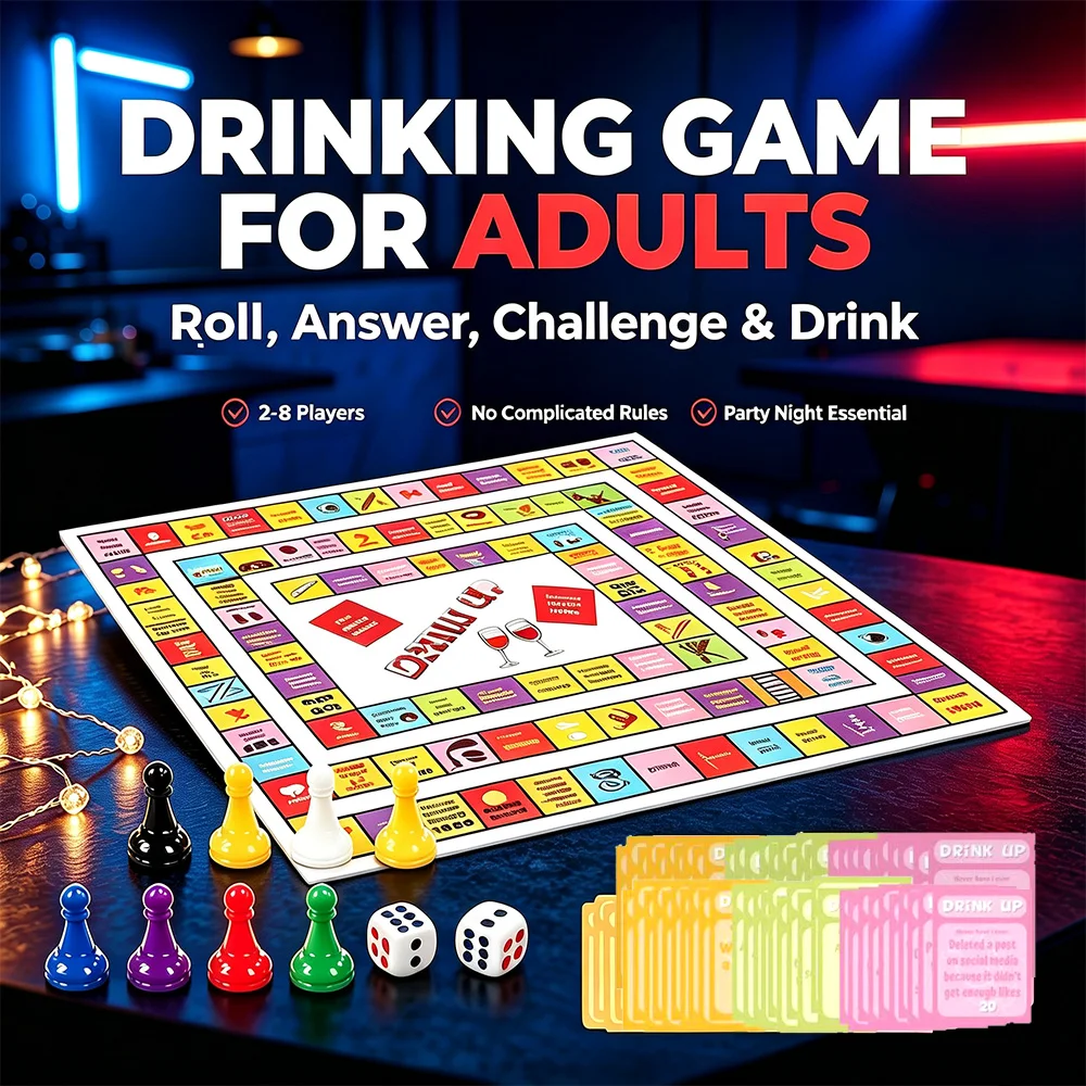 2-4 Player Drinking Board Games for Adults, Group Game for Game Nights, Funny Party Interactive Drinking Games （Random Color）
