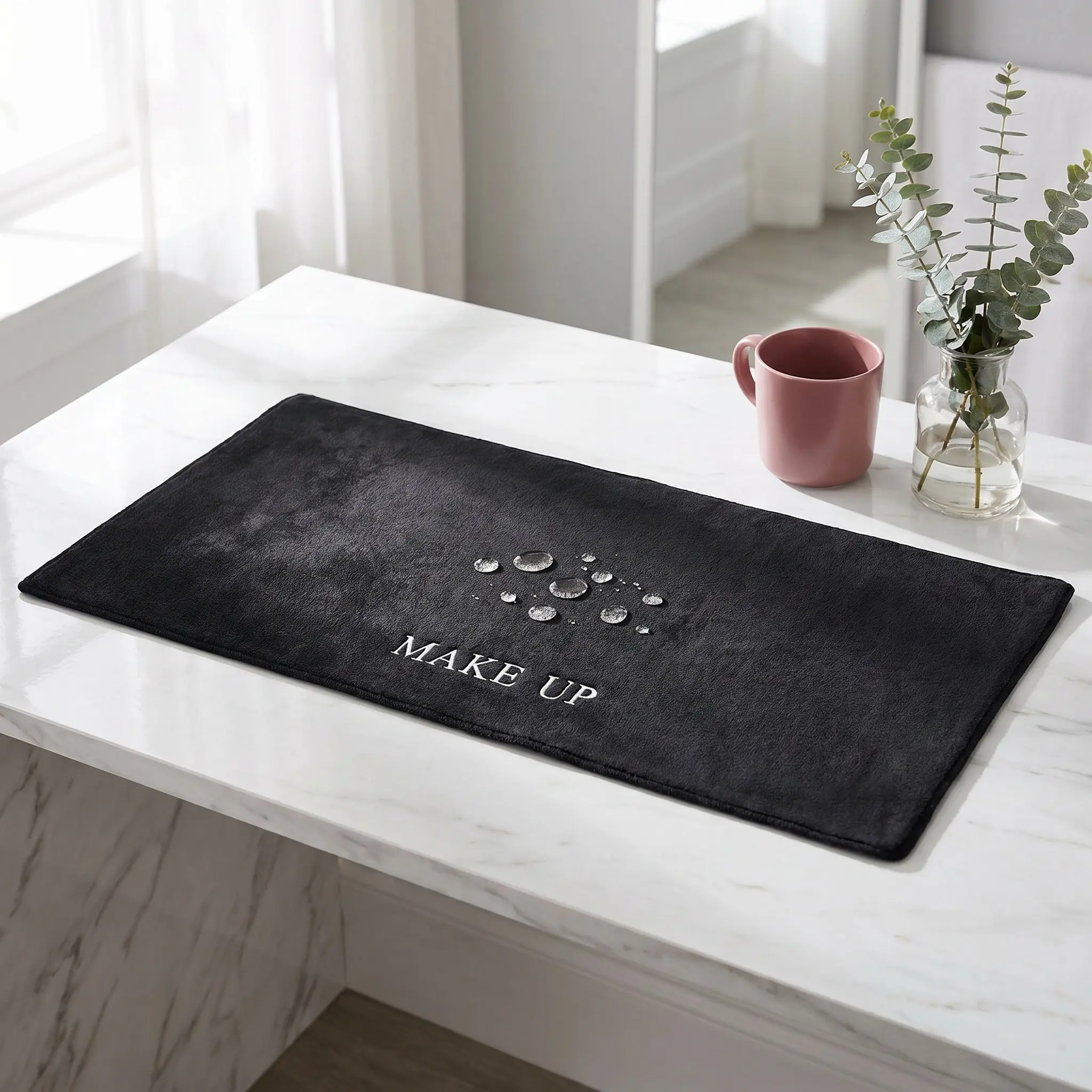 Makeup Mat for Vanity Luxury Soft Cloth Texture Non Slip Bottom Easy to Clean Vanity Table Mat for Makeup Station Home Office