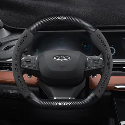 Car Chery Logo Suede Carbon Fiber Steering Wheel Cover for Tiggo 3 4 5 7 Pro 8 Plus Arrizo 7 GX 5x EQ7 Fulwin 2 Eastar A3 A5