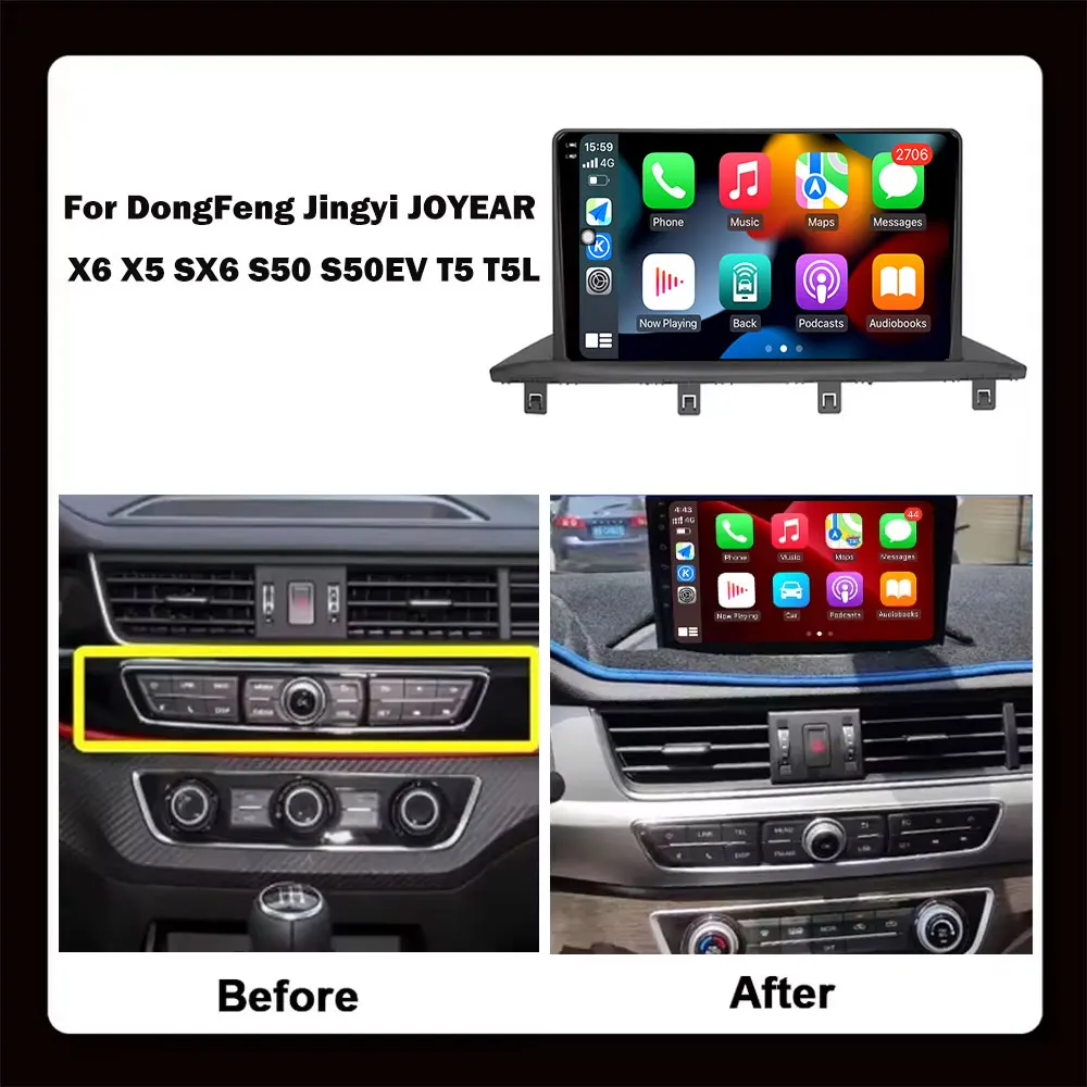 For DongFeng Jingyi JOYEAR X6 X5 SX6 S50 S50EV T5 T5L Wireless carplay auto Multimedia Video Player GPS Car Radio DSP Stereo