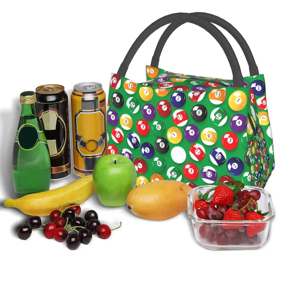 Pool Cue Sports Player Merch Lunch Bag Portable Insulated Oxford Cooler Billiards Balls Lover Thermal Picnic Lunch Box for Women view 4