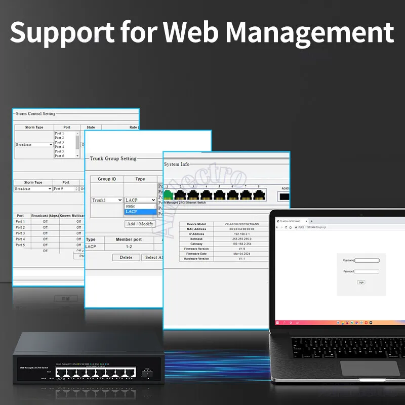 2.5gb Web Managed Poe 8 Port 2.5GBASE-T with 10G SFP+,100W Ieee802.3af/at POE Switch for Surveillance Camera  Freight Free