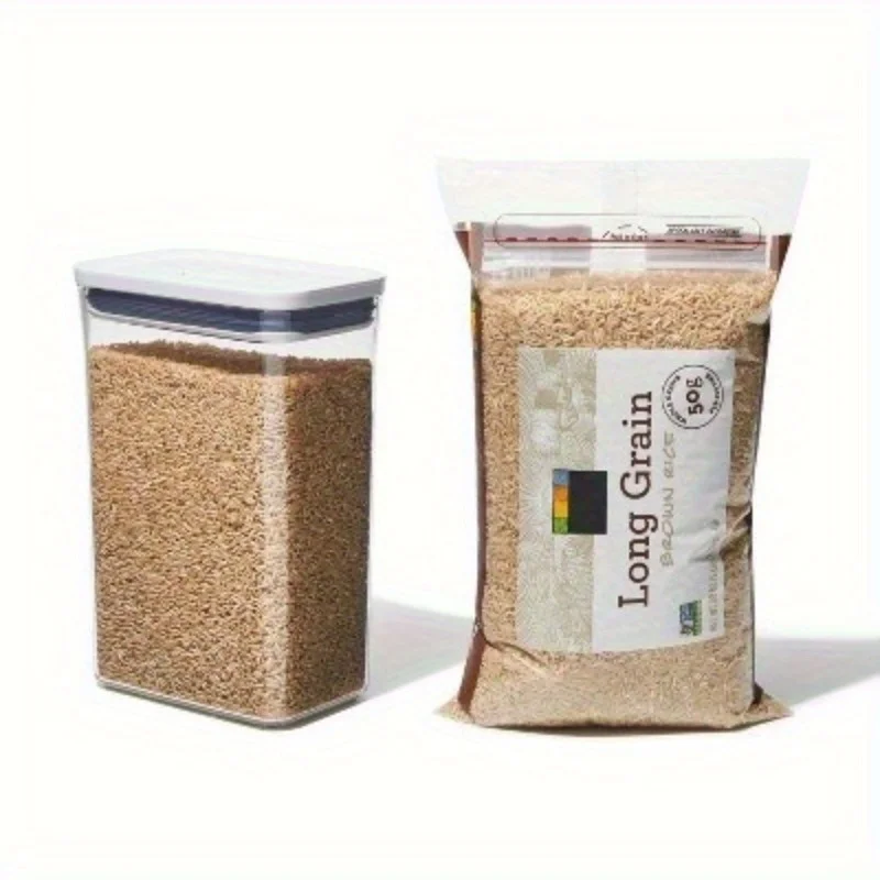 Recipiente de armazenamento de alimentos hermético retangular de plástico de 2,7 litros, branco, mantém alimentos secos frescos e sua despensa organizada