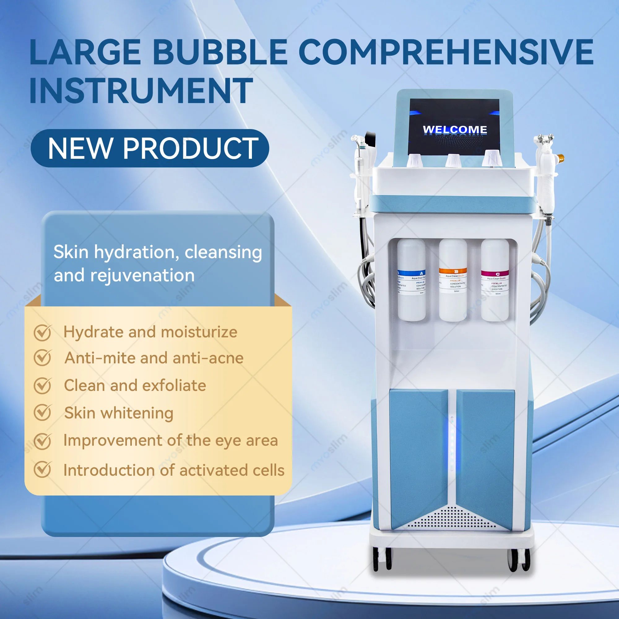 

H2O2 Hydrogen Oxygen Micro-Bubble Facial Beauty Device for Hydro Dermabrasion, Skin Rejuvenation, Tightening & Spa Care Therapy